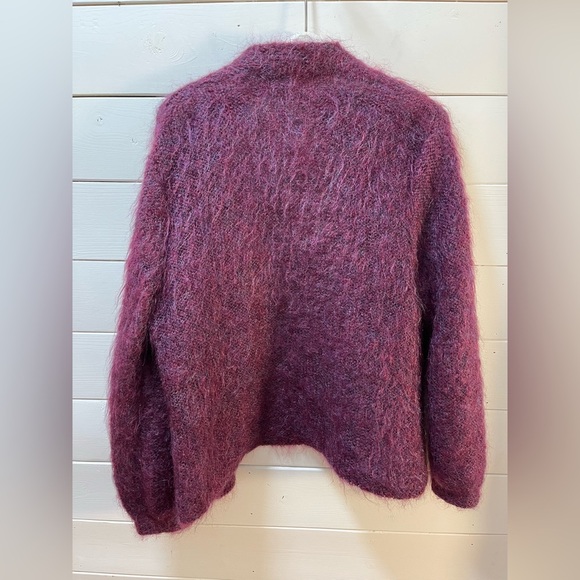 Handmade Wool-Blend Cardigan Burgundy Size L/XL (no tag, refer to measurements) - Picture 5 of 8